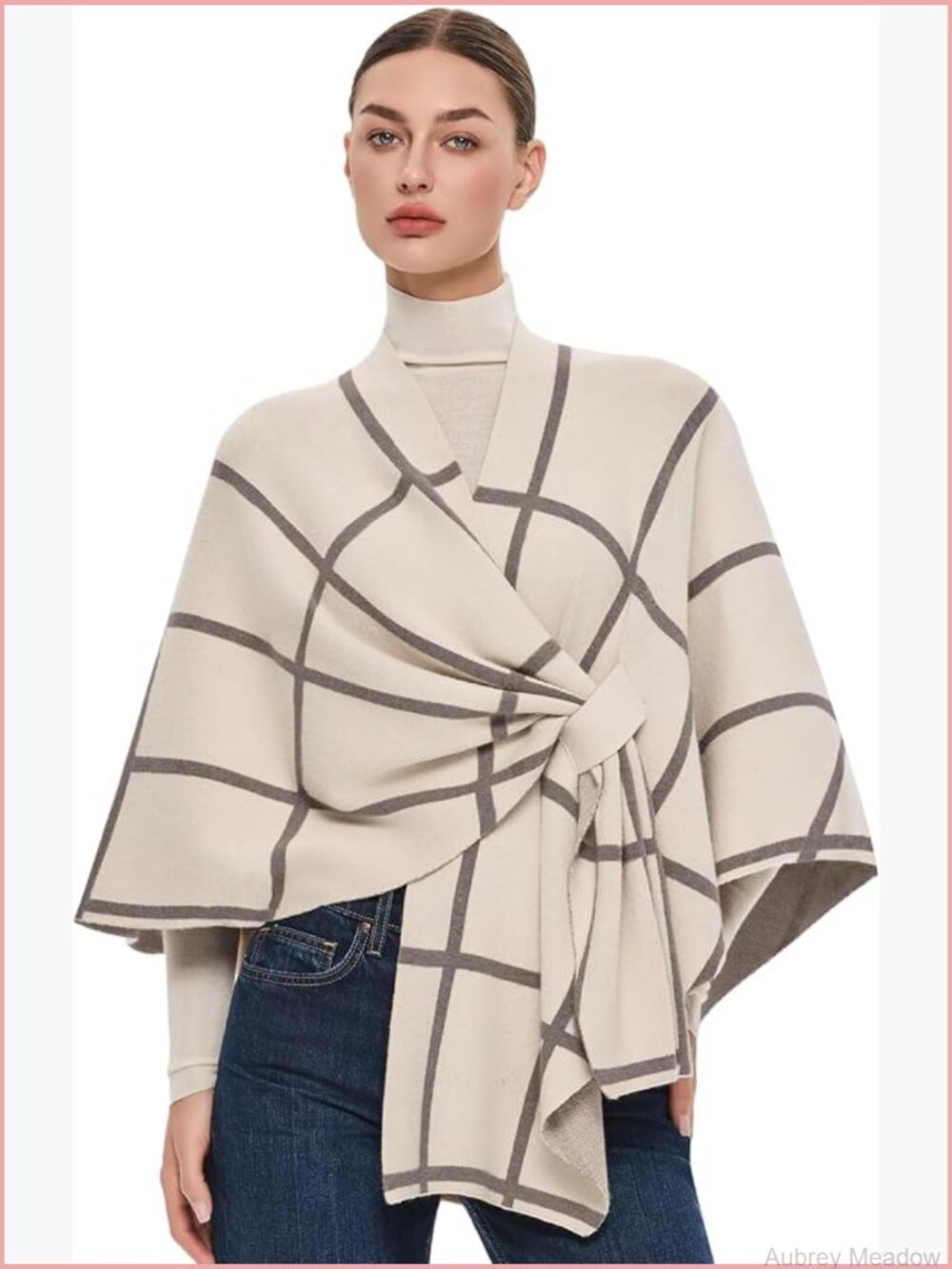 Elegant Shawl Wrap Poncho Sweater Open Front Soft for Spring Fall Winter One